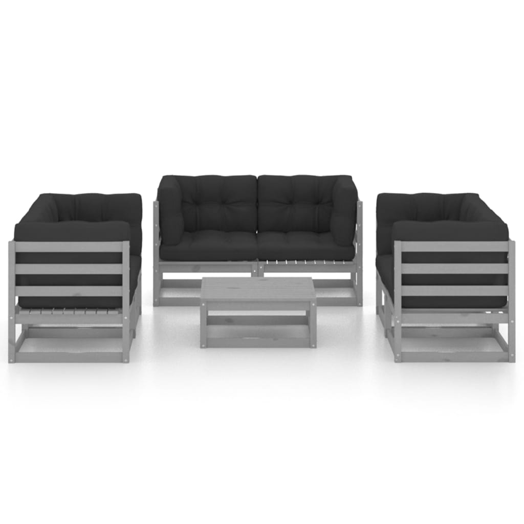 

vidaXL 7-delige Loungeset met kussens massief grenenhout