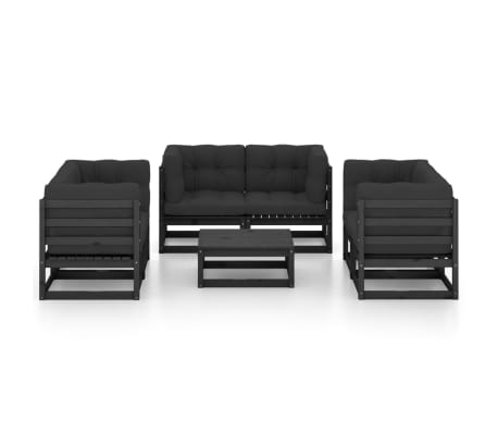 vidaXL 7-tlg. Garten-Lounge-Set mit Kissen Massivholz Kiefer