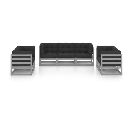 vidaXL 7-tlg. Garten-Lounge-Set mit Kissen Kiefer Massivholz