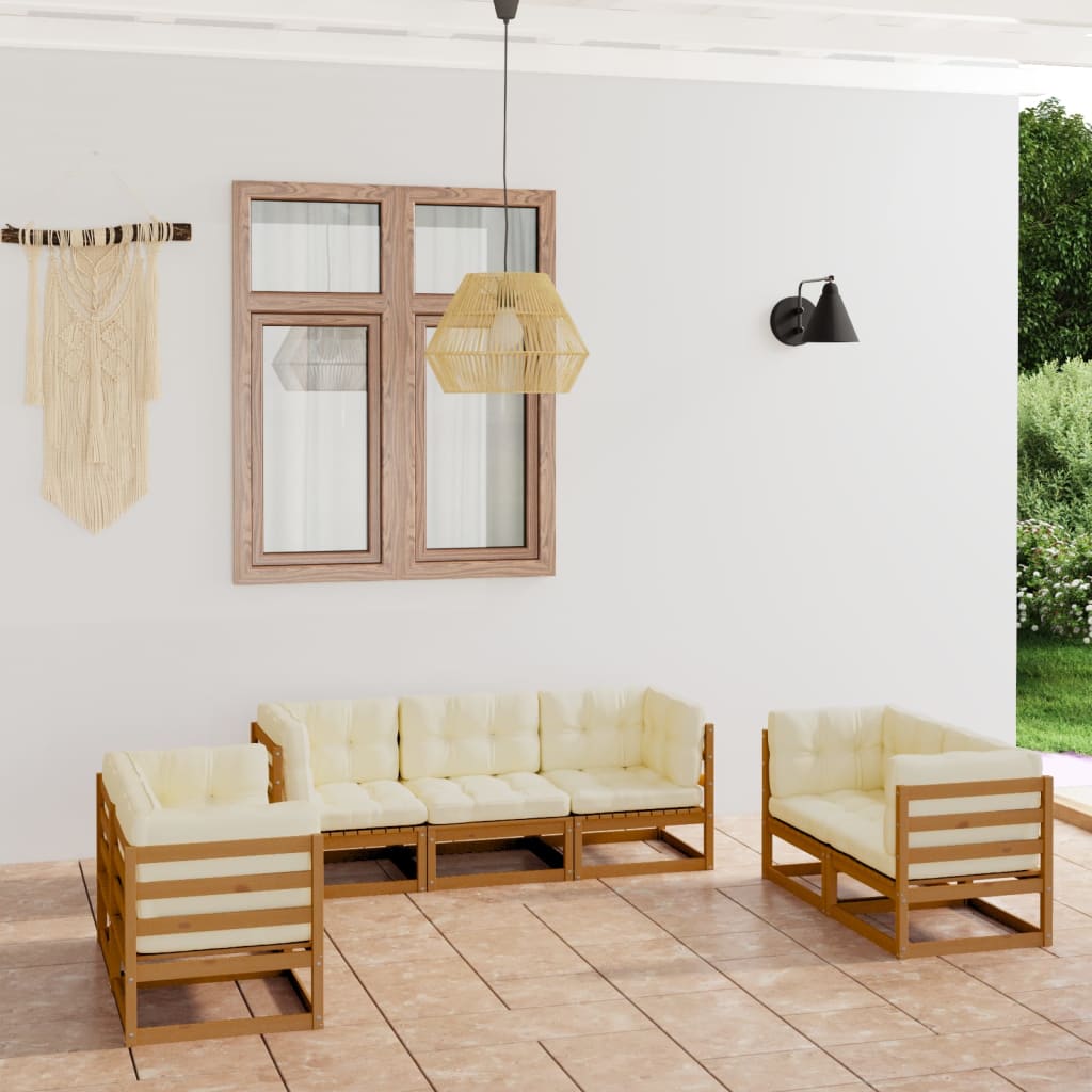 vidaXL 7-tlg. Garten-Lounge-Set mit Kissen Kiefer Massivholz