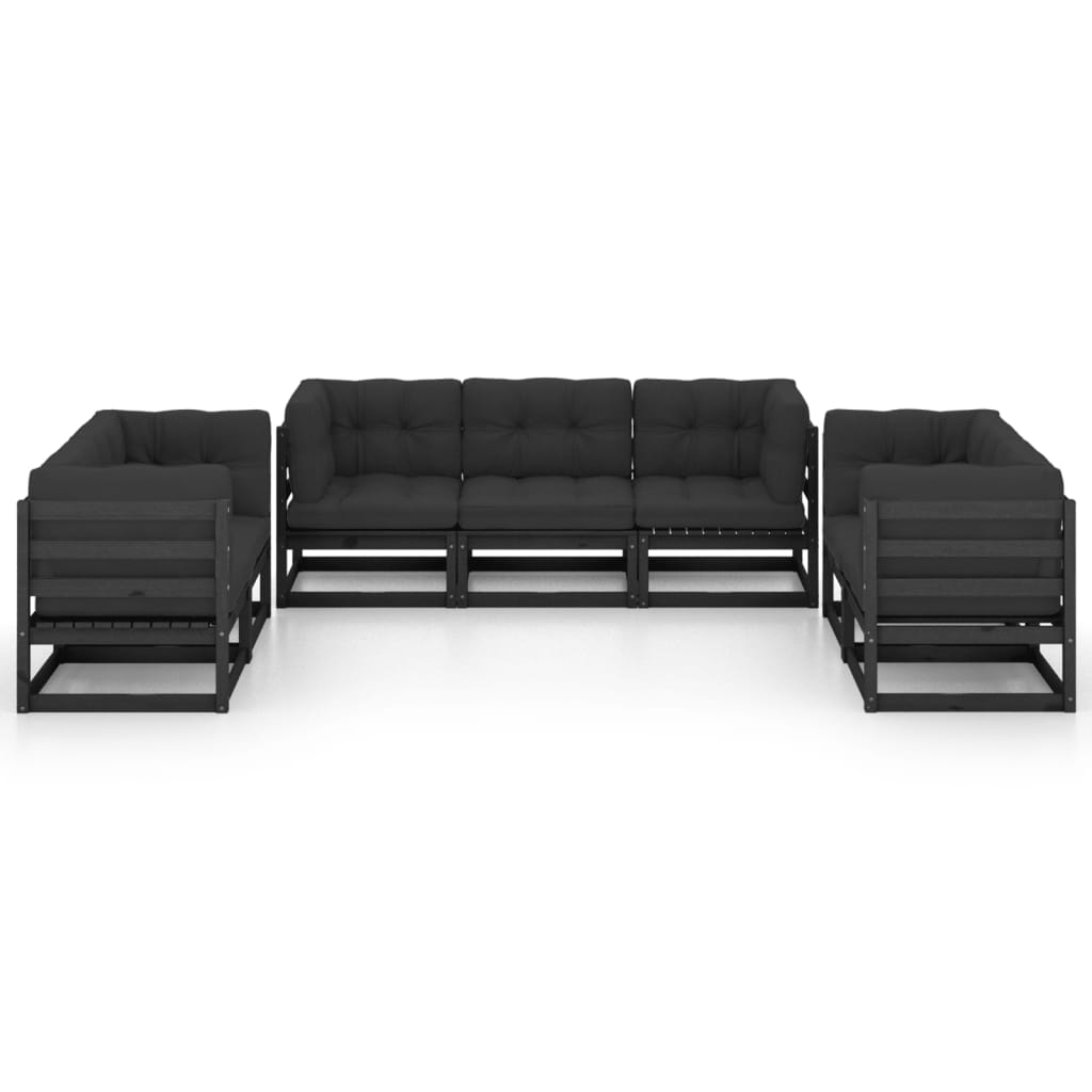 vidaXL 7-delige Loungeset met kussens massief grenenhout afbeelding