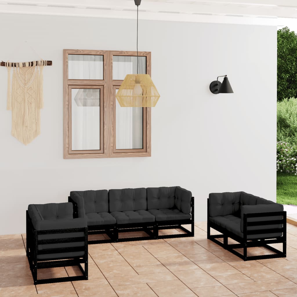 vidaXL 7-tlg. Garten-Lounge-Set mit Kissen Kiefer Massivholz