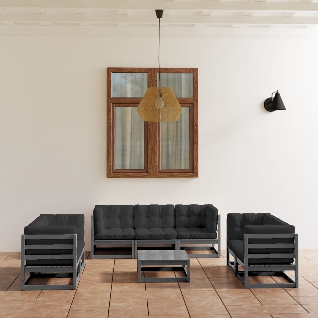 vidaXL 8-tlg. Garten-Lounge-Set mit Kissen Kiefer Massivholz