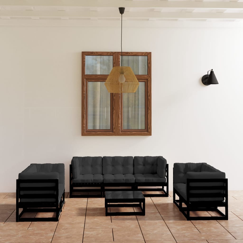 8-tlg. Garten-Lounge-Set mit Kissen Kiefer Massivholz