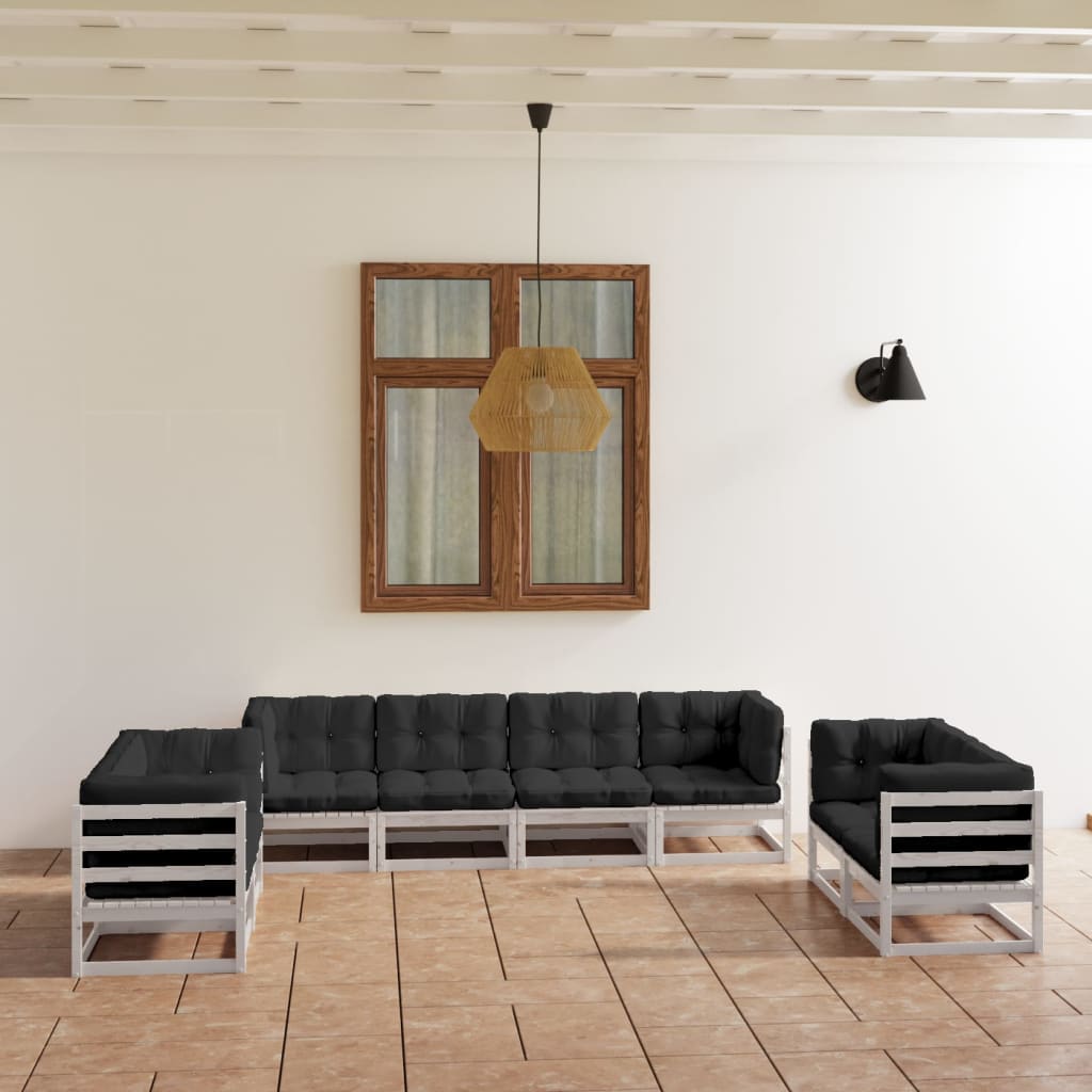 vidaXL Set mobilier de grădină cu perne, 8 piese, lemn masiv de pin Grădină