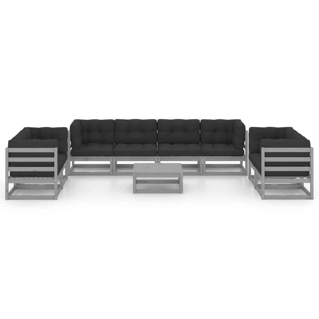 

vidaXL 9-delige Loungeset met kussens massief grenenhout
