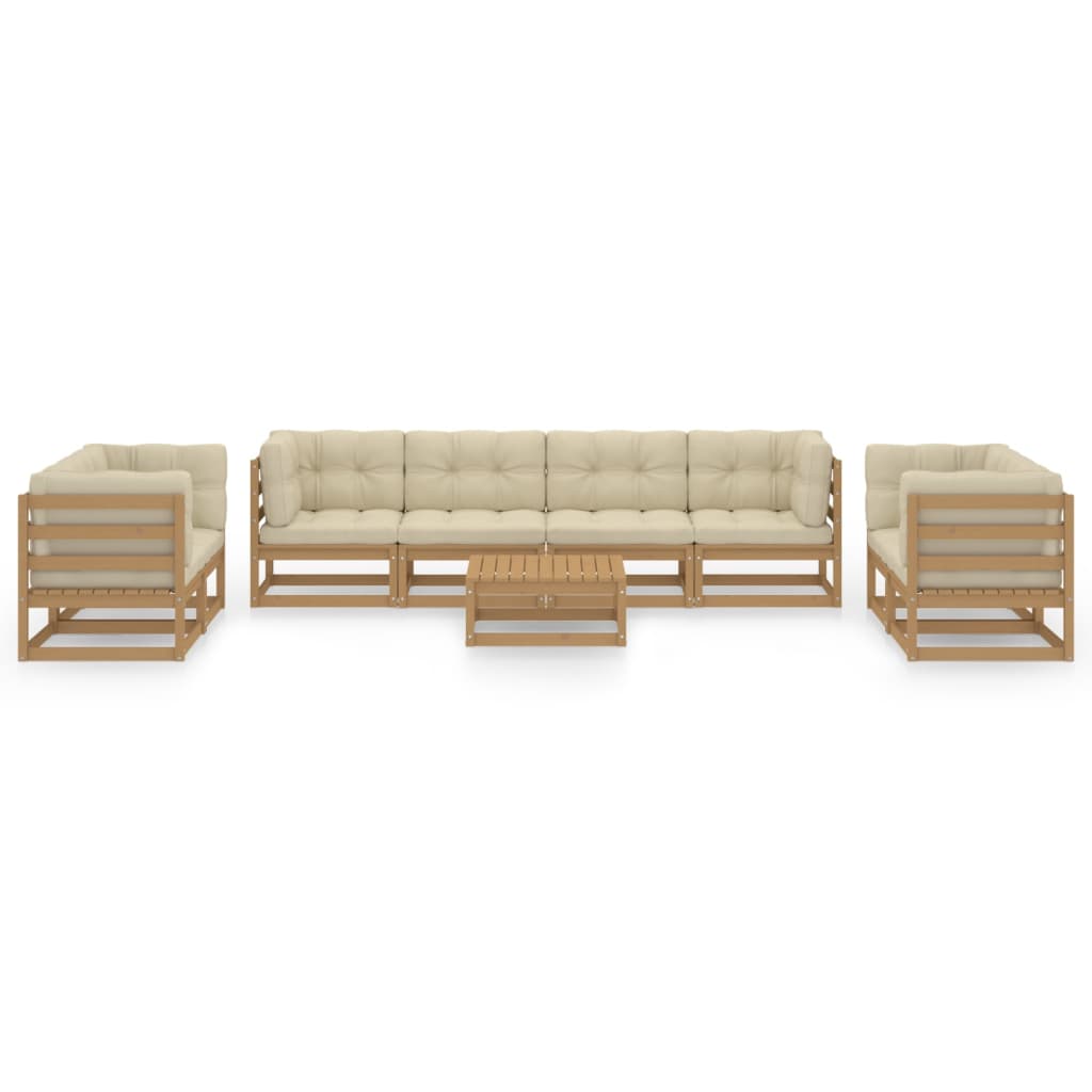 

vidaXL 9-delige Loungeset met kussens massief grenenhout