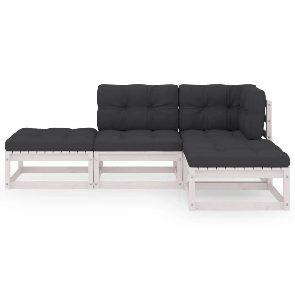 

vidaXL 4-delige Loungeset met kussens massief grenenhout