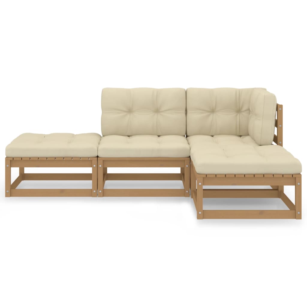 

vidaXL 4-delige Loungeset met kussens massief grenenhout