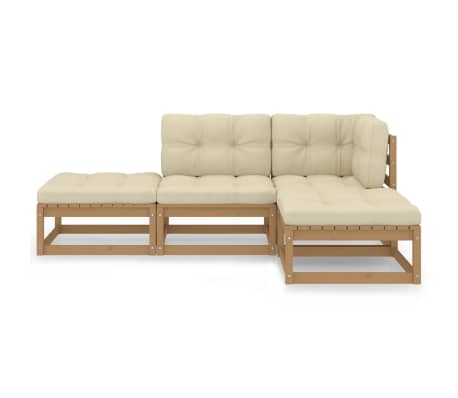 vidaXL Sodo komplektas su pagalvėlėmis, 4 dalių, pu&scaron;ies masyvas