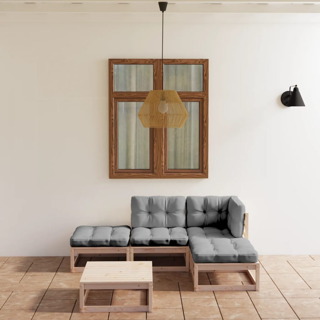 Salon de jardin 5 pcs avec coussins Bois de pin massif