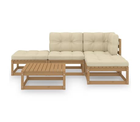 vidaXL Sodo komplektas su pagalvėlėmis, 5 dalių, pu&scaron;ies masyvas