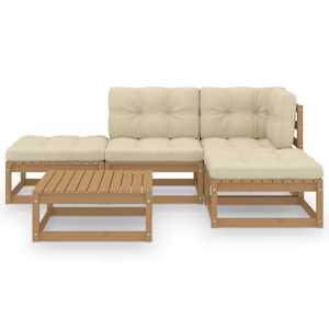 vidaXL Sodo komplektas su pagalvėlėmis, 5 dalių, pu&scaron;ies masyvas