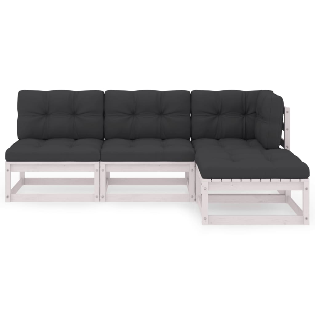 vidaXL 4-delige Loungeset met kussens massief grenenhout afbeelding