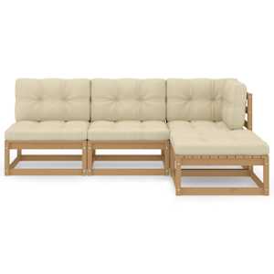 vidaXL Sodo komplektas su pagalvėlėmis, 4 dalių, pu&scaron;ies masyvas