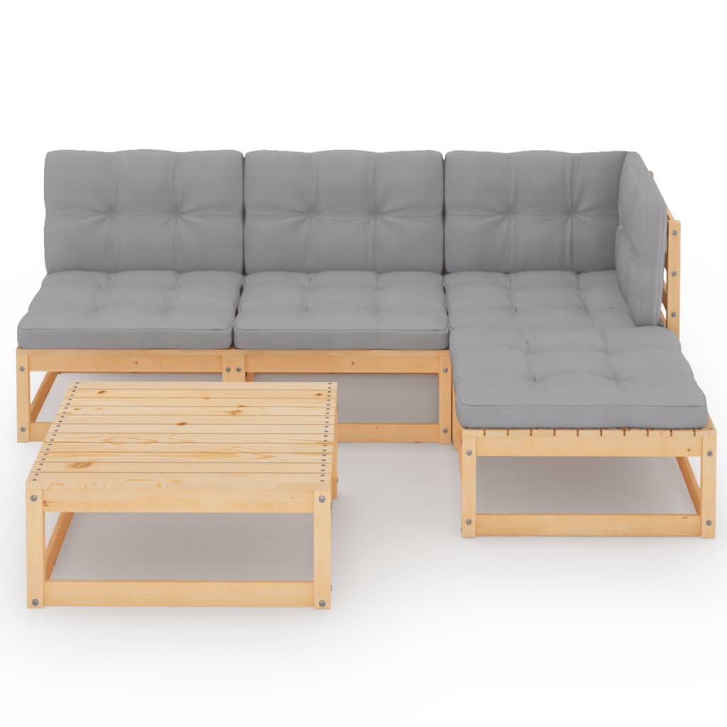 

vidaXL 5-delige Loungeset met kussens massief grenenhout