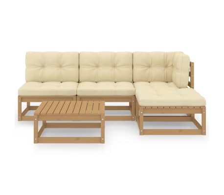 vidaXL Sodo komplektas su pagalvėlėmis, 5 dalių, pu&scaron;ies masyvas