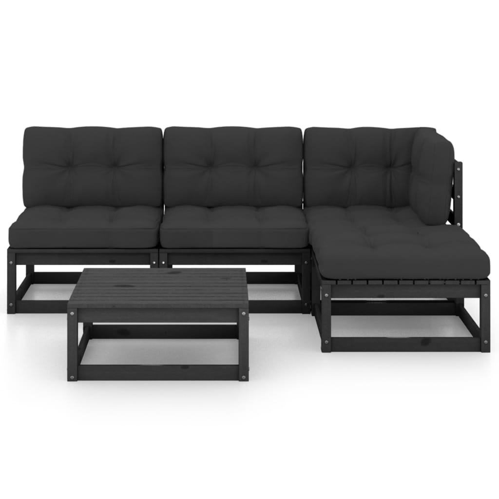 

vidaXL 5-delige Loungeset met kussens massief grenenhout