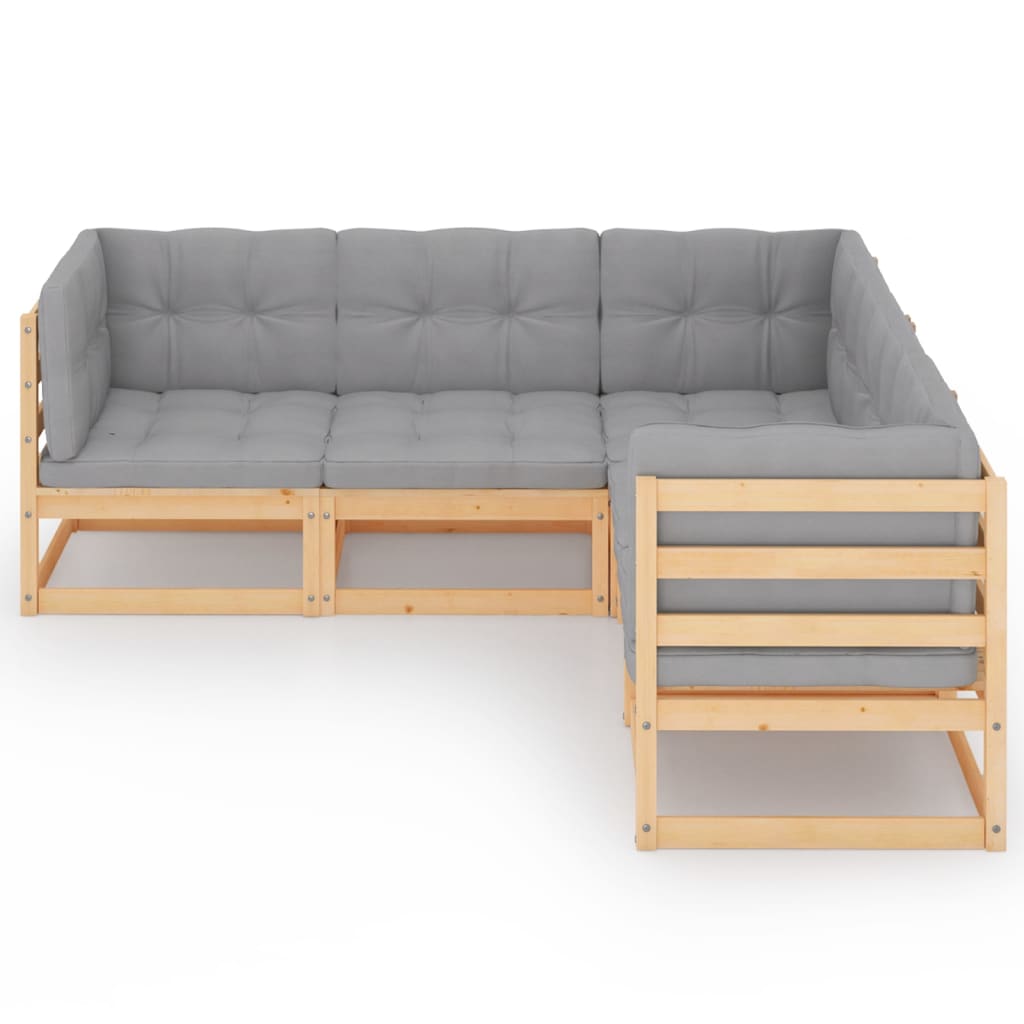 vidaXL 5-delige Loungeset met kussens massief grenenhout afbeelding