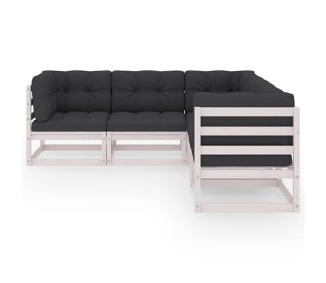 vidaXL 5-delige Loungeset met kussens massief grenenhout