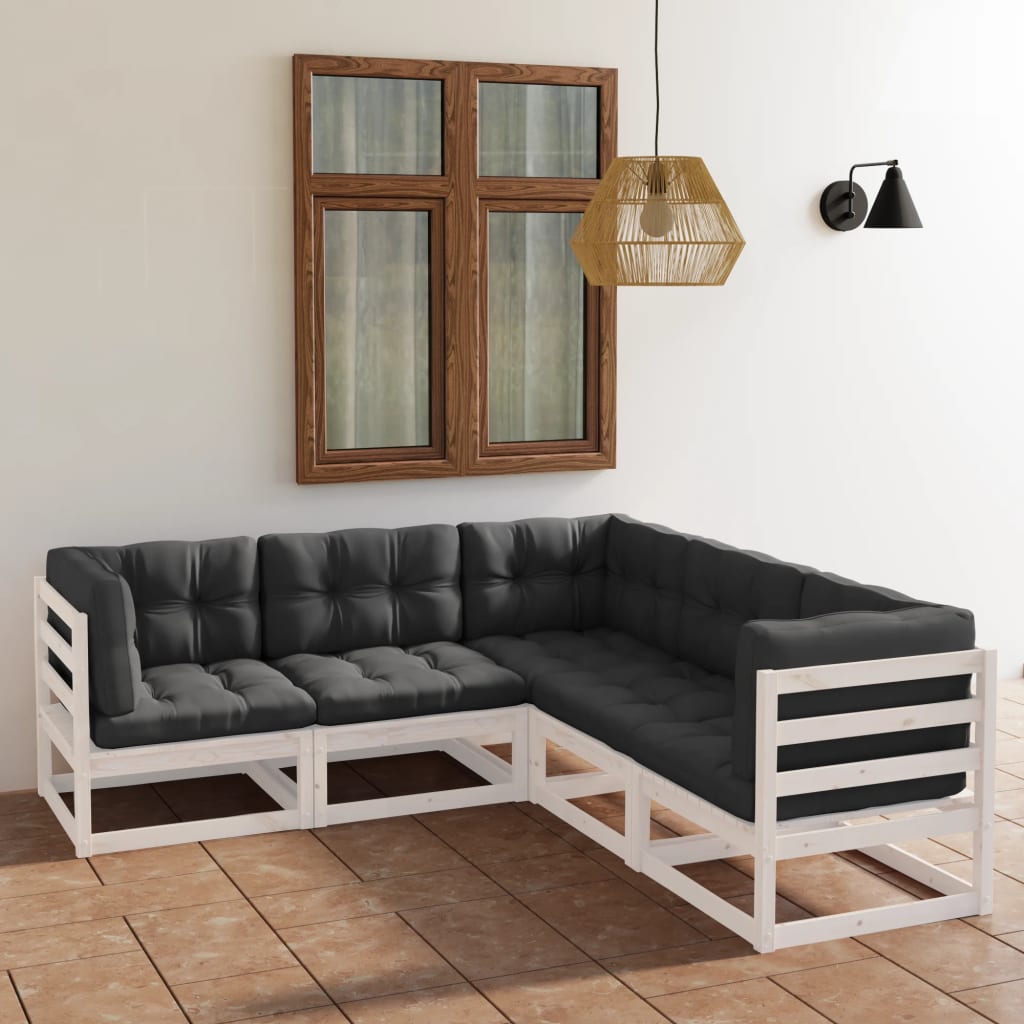 vida XL 5-tlg. Garten-Lounge-Set mit Kissen Kiefer Massivholz