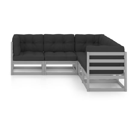 vidaXL Salon de jardin 5 pcs avec coussins Bois de pin massif