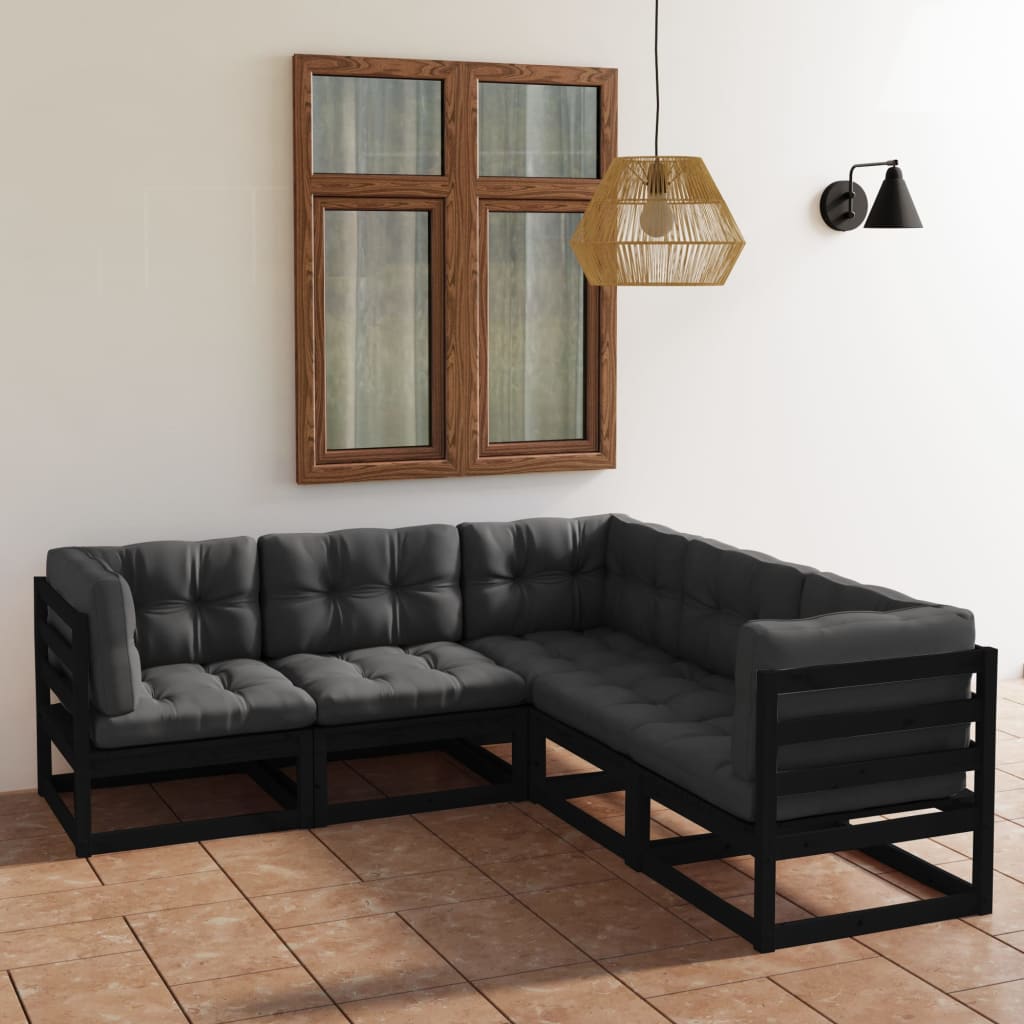 vidaXL 5-tlg. Garten-Lounge-Set mit Kissen Massivholz Kiefer