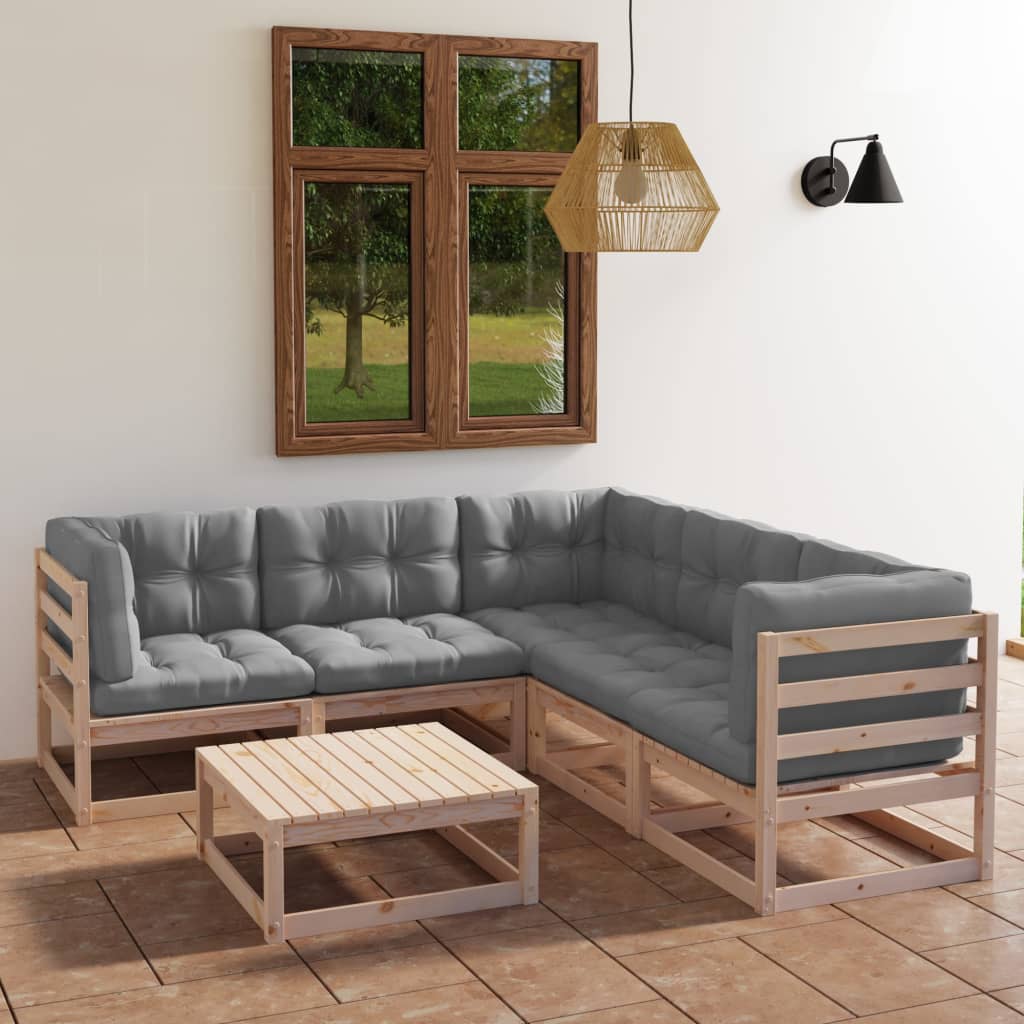 vidaXL 6-tlg. Garten-Lounge-Set mit Kissen Kiefer Massivholz