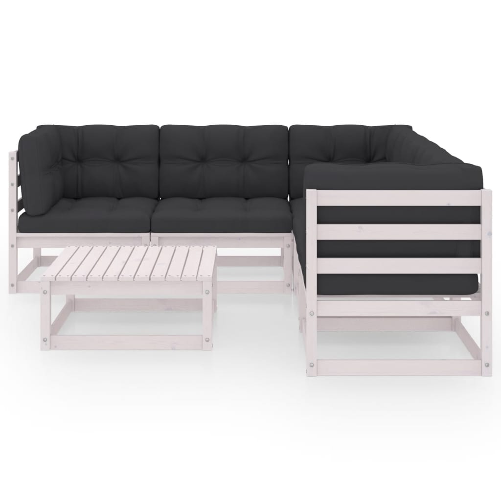 

vidaXL 6-delige Loungeset met kussens massief grenenhout