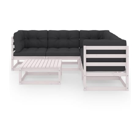 vidaXL Salon de jardin 6 pcs avec coussins Bois de pin massif