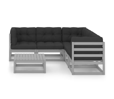 vidaXL 6-tlg. Garten-Lounge-Set mit Kissen Kiefer Massivholz