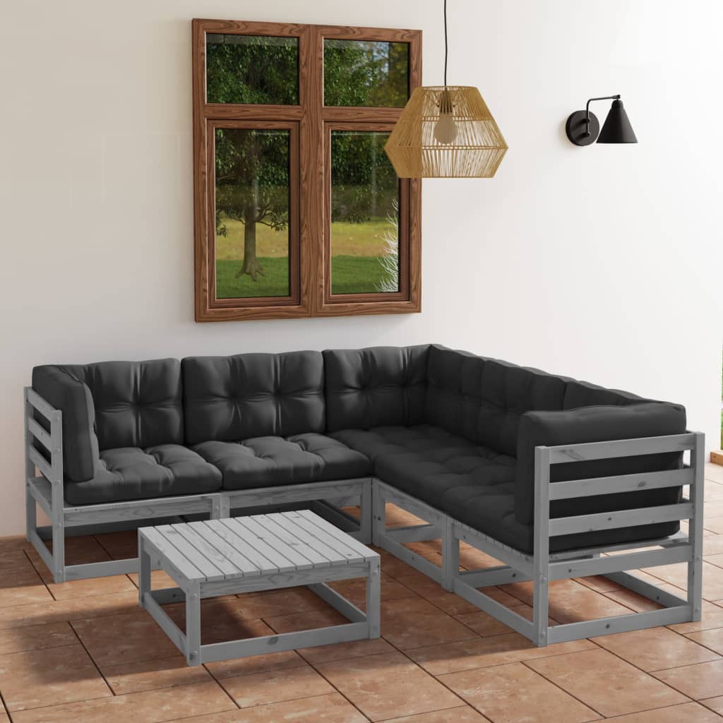 vidaXL 6-tlg. Garten-Lounge-Set mit Kissen Kiefer Massivholz