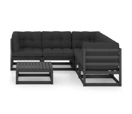 vidaXL Salon de jardin 6 pcs avec coussins Bois de pin massif