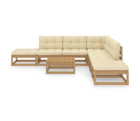 vidaXL 8 Piece Garden Lounge Set with Cushions Solid Wood Pine
