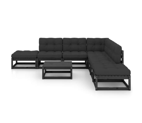 vidaXL 8 pcs conjunto lounge de jardim com almofadões pinho maciço