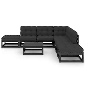 vidaXL 8 pcs conjunto lounge de jardim com almofadões pinho maciço