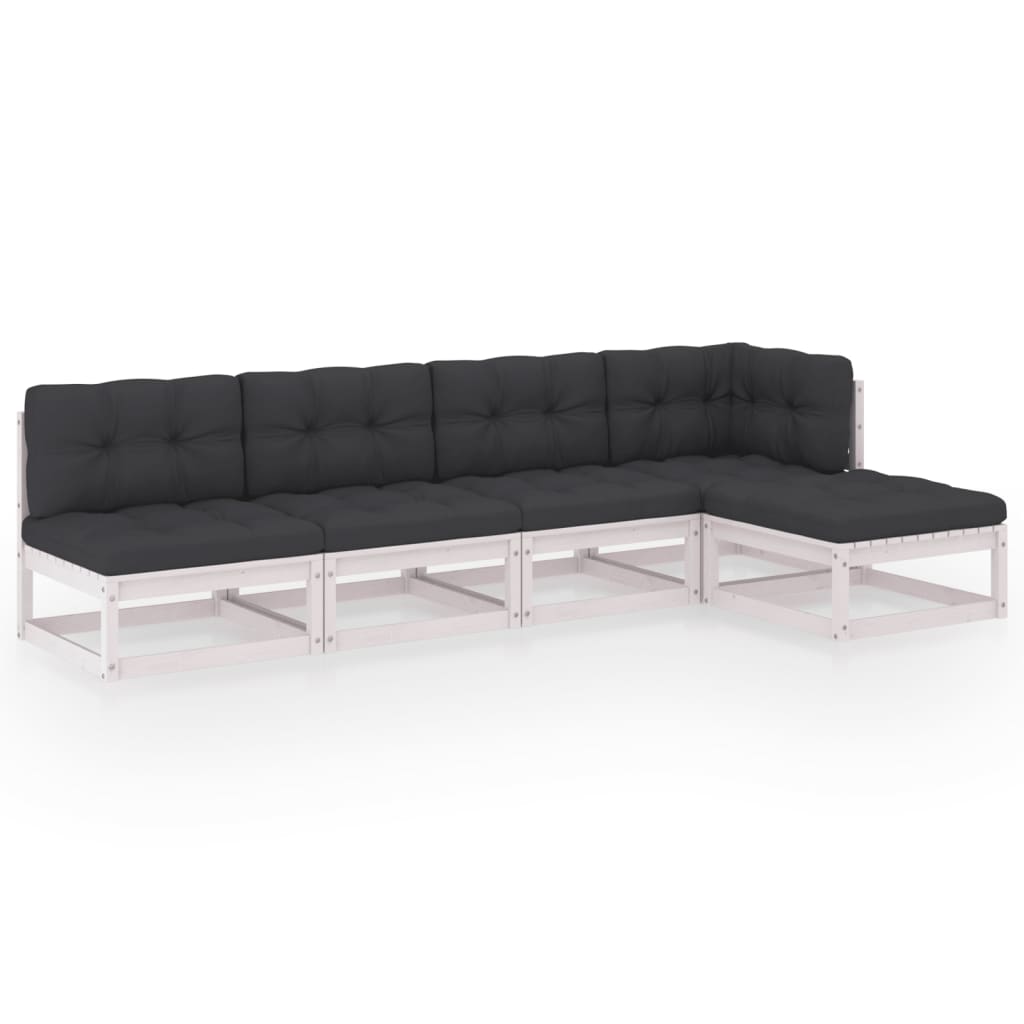 vidaXL 5dílná zahradní sedací souprava s poduškami masivní borovice