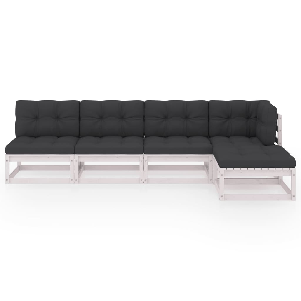 

vidaXL 5-delige Loungeset met kussens massief grenenhout