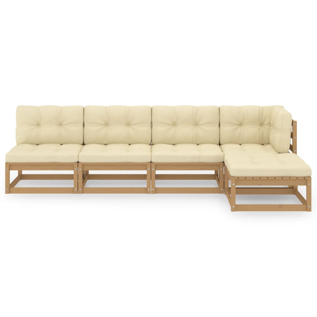 

vidaXL 5-delige Loungeset met kussens massief grenenhout