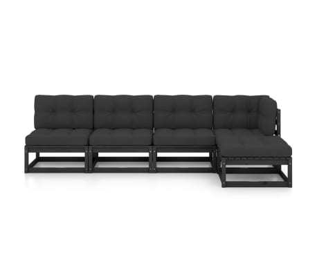 vidaXL Set mobilier grădină cu perne, 5 piese, lemn masiv pin