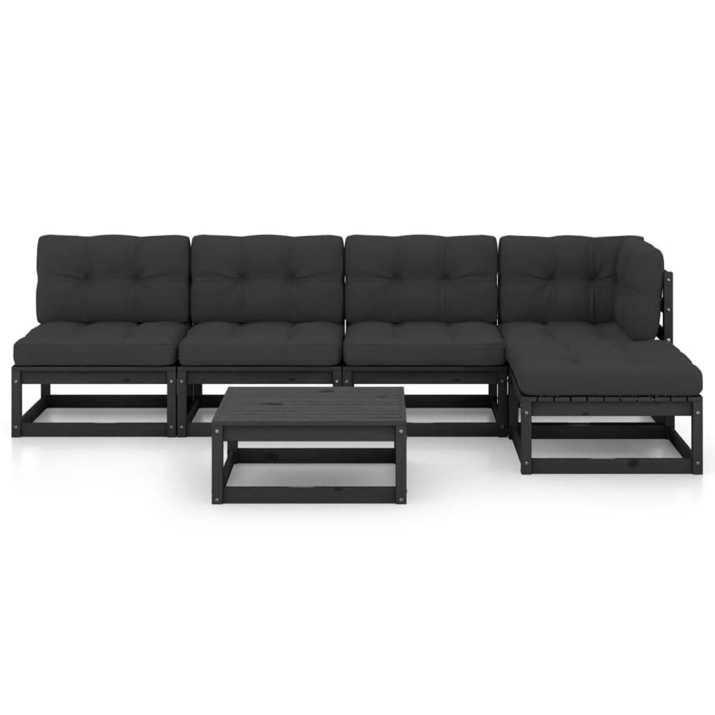 vidaXL 6-delige Loungeset met kussens massief grenenhout afbeelding