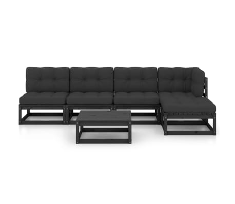 vidaXL Salon de jardin 6 pcs avec coussins Bois de pin massif