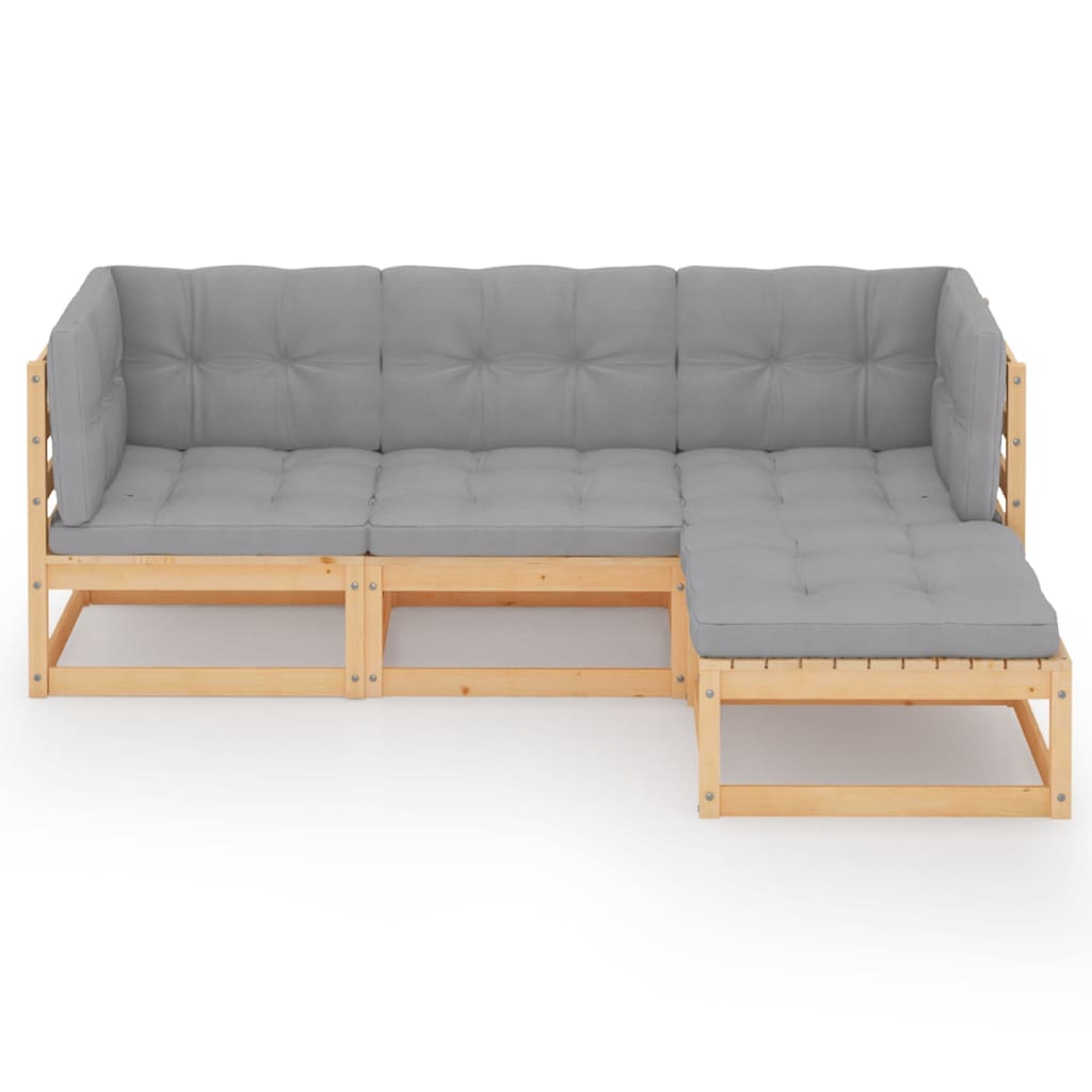 

vidaXL 4-delige Loungeset met kussens massief grenenhout