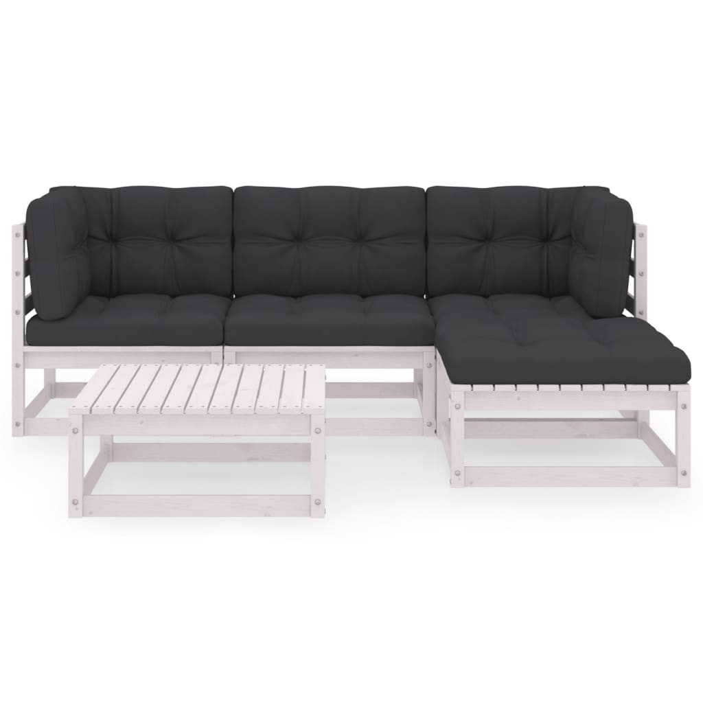 

vidaXL 5-delige Loungeset met kussens massief grenenhout