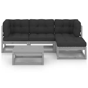 vidaXL Sodo komplektas su pagalvėlėmis, 5 dalių, pu&scaron;ies masyvas