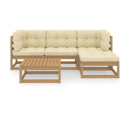 vidaXL Sodo komplektas su pagalvėlėmis, 5 dalių, pu&scaron;ies masyvas