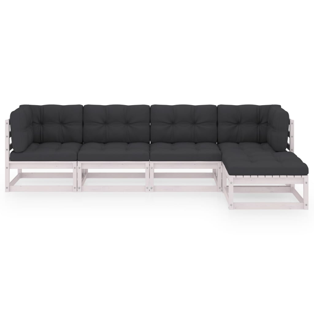 

vidaXL 5-delige Loungeset met kussens massief grenenhout