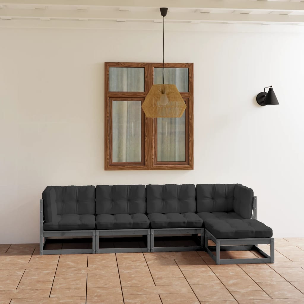 vidaXL 5-tlg. Garten-Lounge-Set mit Kissen Kiefer Massivholz