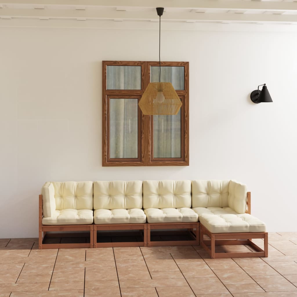 vidaXL Set mobilier de grădină cu perne, 5 piese, lemn masiv pin vidaXL