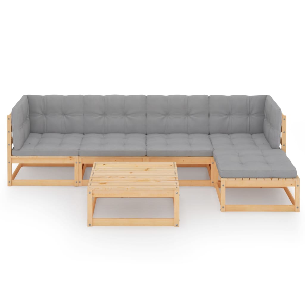 

vidaXL 6-delige Loungeset met kussens massief grenenhout